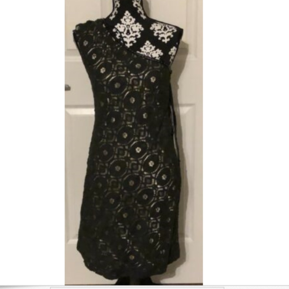 Marc New York one shoulder Green laced dress